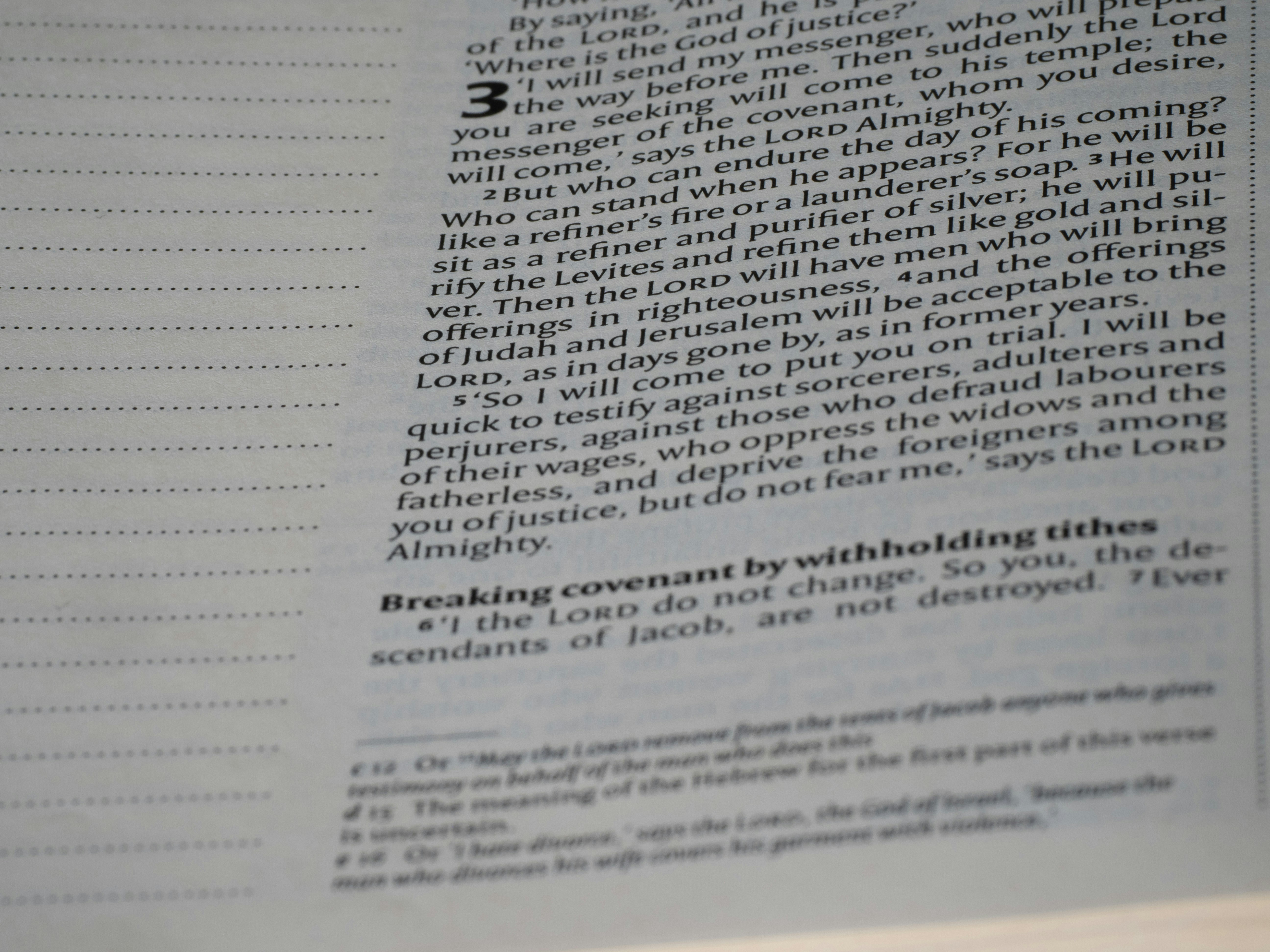 close up, bokeh, macro, blur, blurred background, close focus, bible, old testament, hebrew bible, christian, judaism, history, text, reading, bible study, devotions, New International Version, type, typography, canon, christianity, scripture, old testament, hebrew bible, minor prophet, Malachi,
